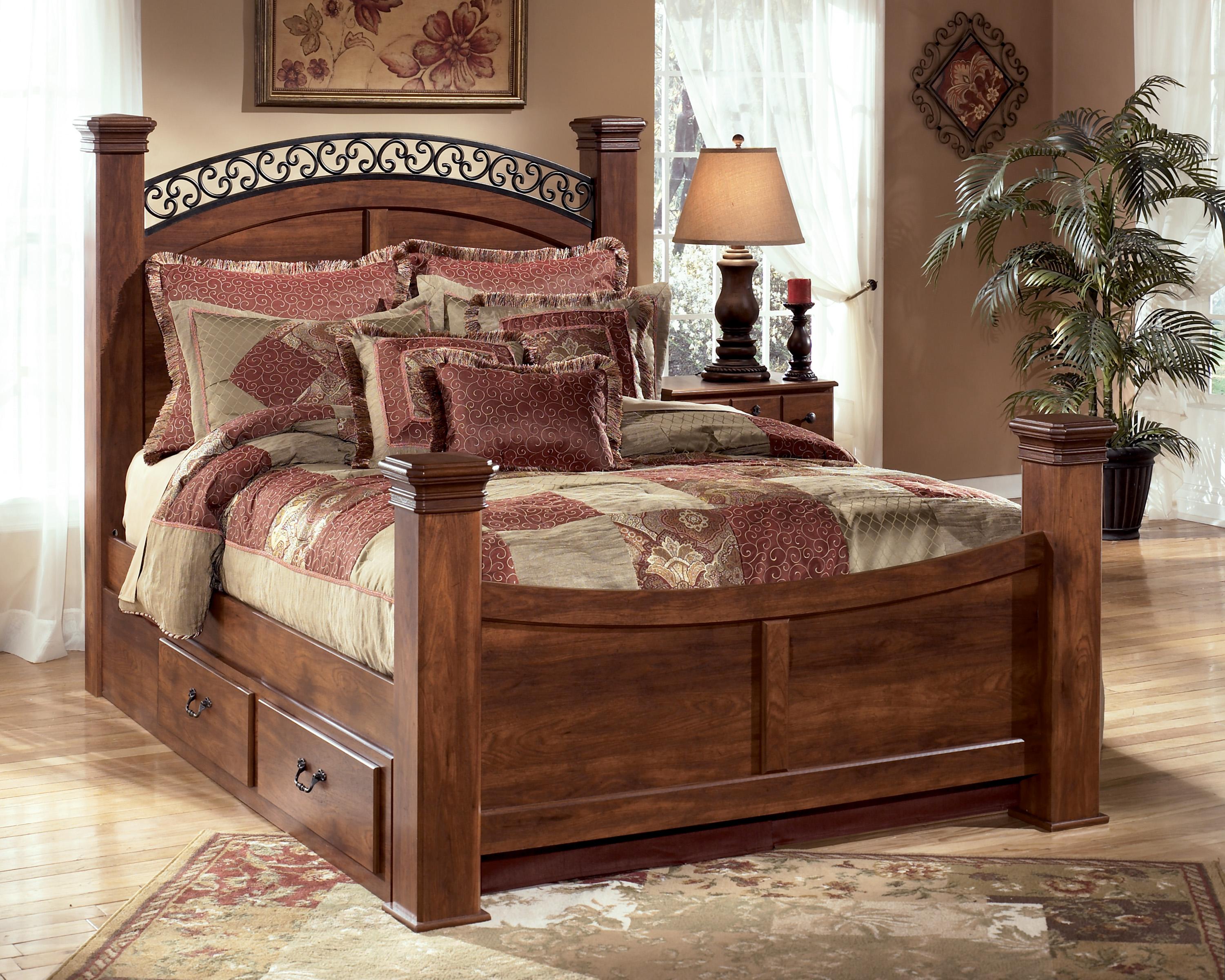 Signature Design by Ashley Timberline Queen Poster Bed with Underbed